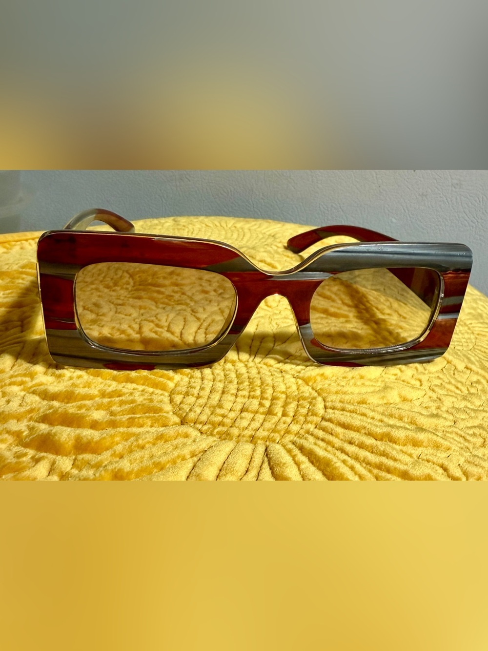 Free People.  Retro Rectangular Statement sunglasses; Bronze and Gray